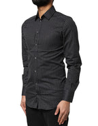 Dolce & Gabbana Black GOLD Patterned Cotton Men Dress Shirt