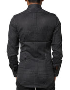 Dolce & Gabbana Black GOLD Patterned Cotton Men Dress Shirt