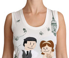 Dolce & Gabbana White Cotton #dgfamily Sleeveless Shirt Tank Top
