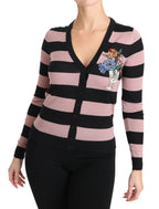Dolce & Gabbana Pink Floral Cashmere Cardigan Sweater