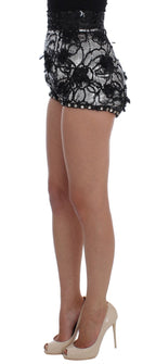 Dolce & Gabbana Black Crystal Sequined Mini Shorts