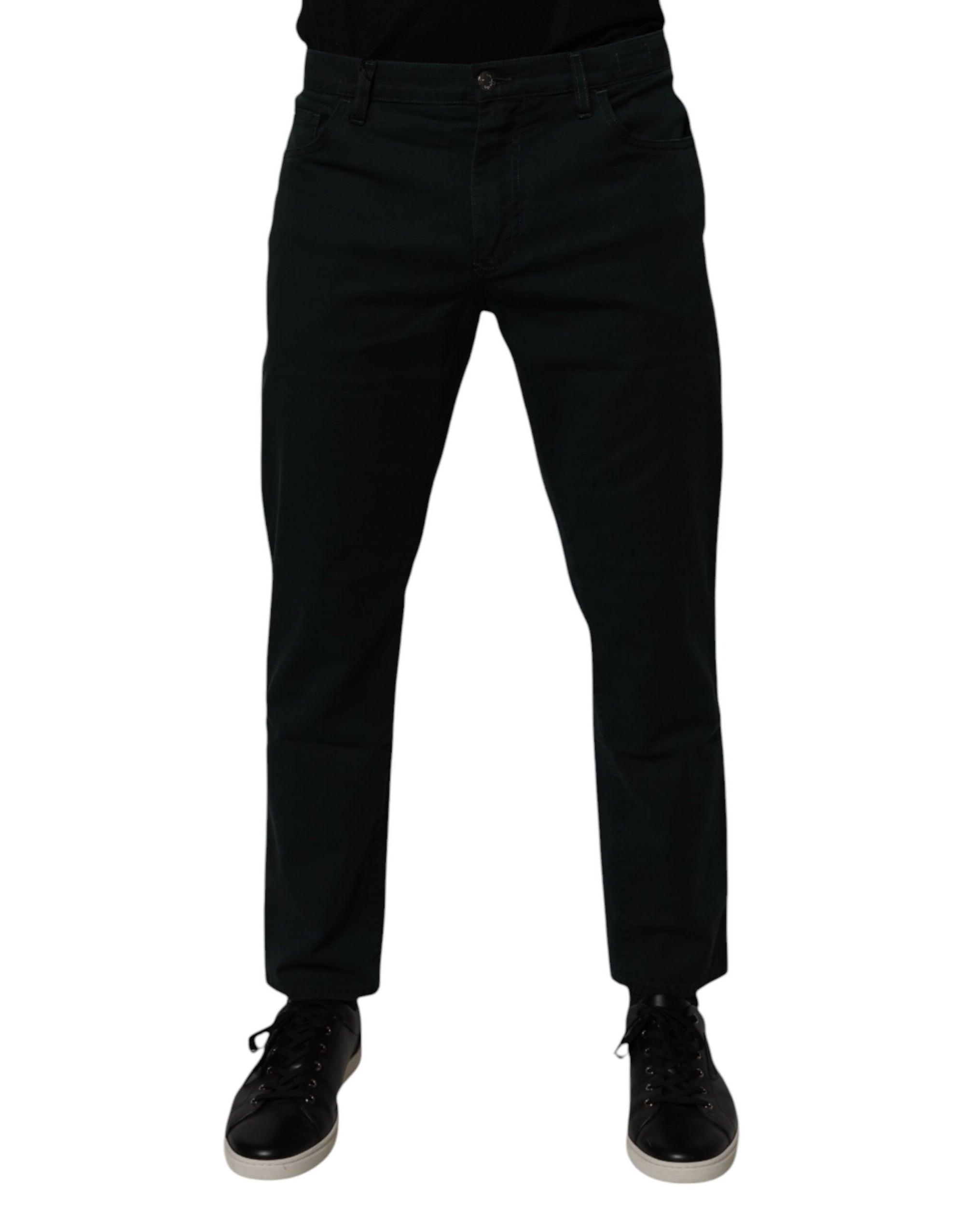 Dolce & Gabbana Dark Green Cotton Loose Men Denim Jeans