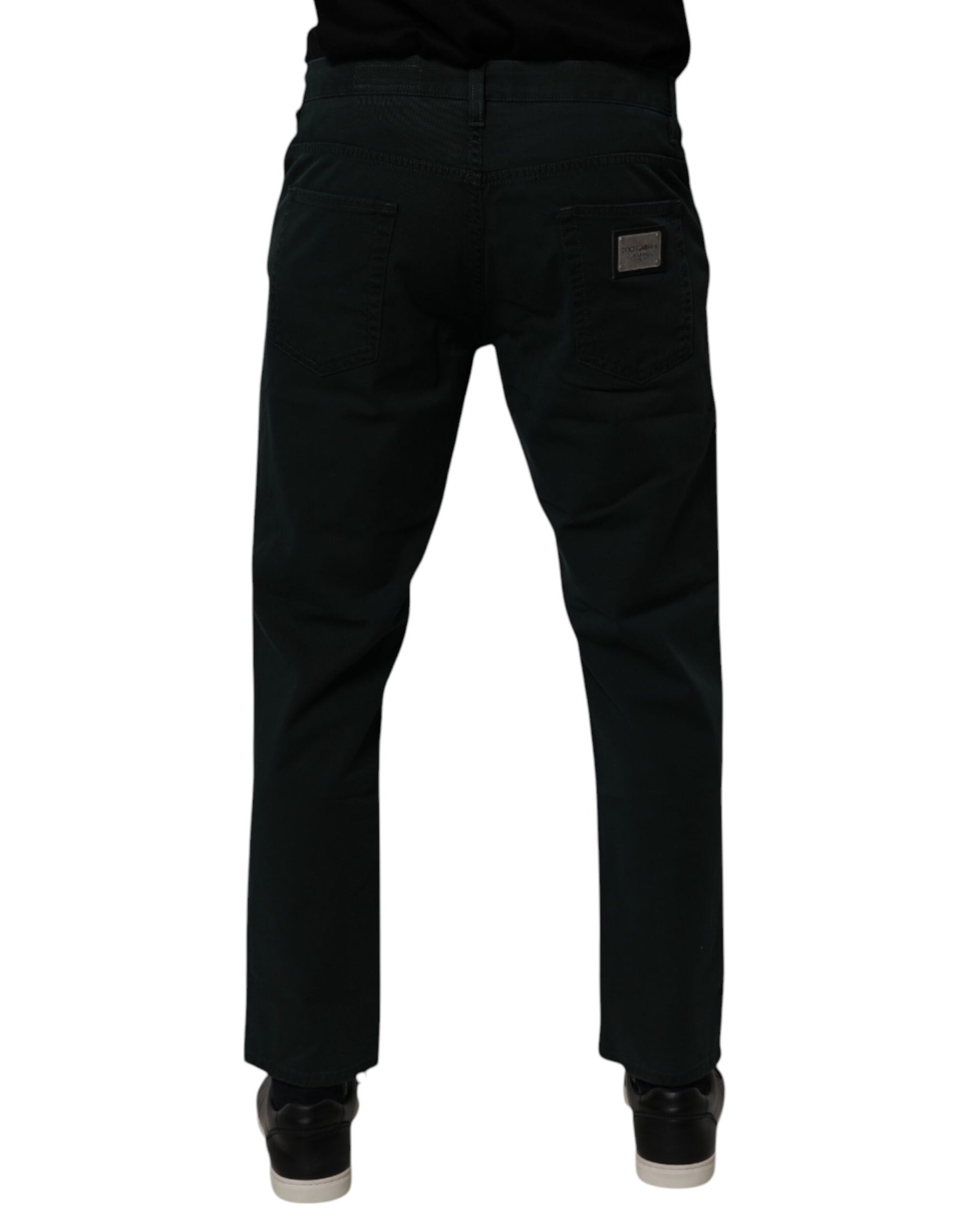 Dolce & Gabbana Dark Green Cotton Loose Men Denim Jeans