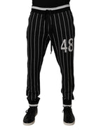 Dolce & Gabbana Black White Stripes Jogger Sweatpants Pants