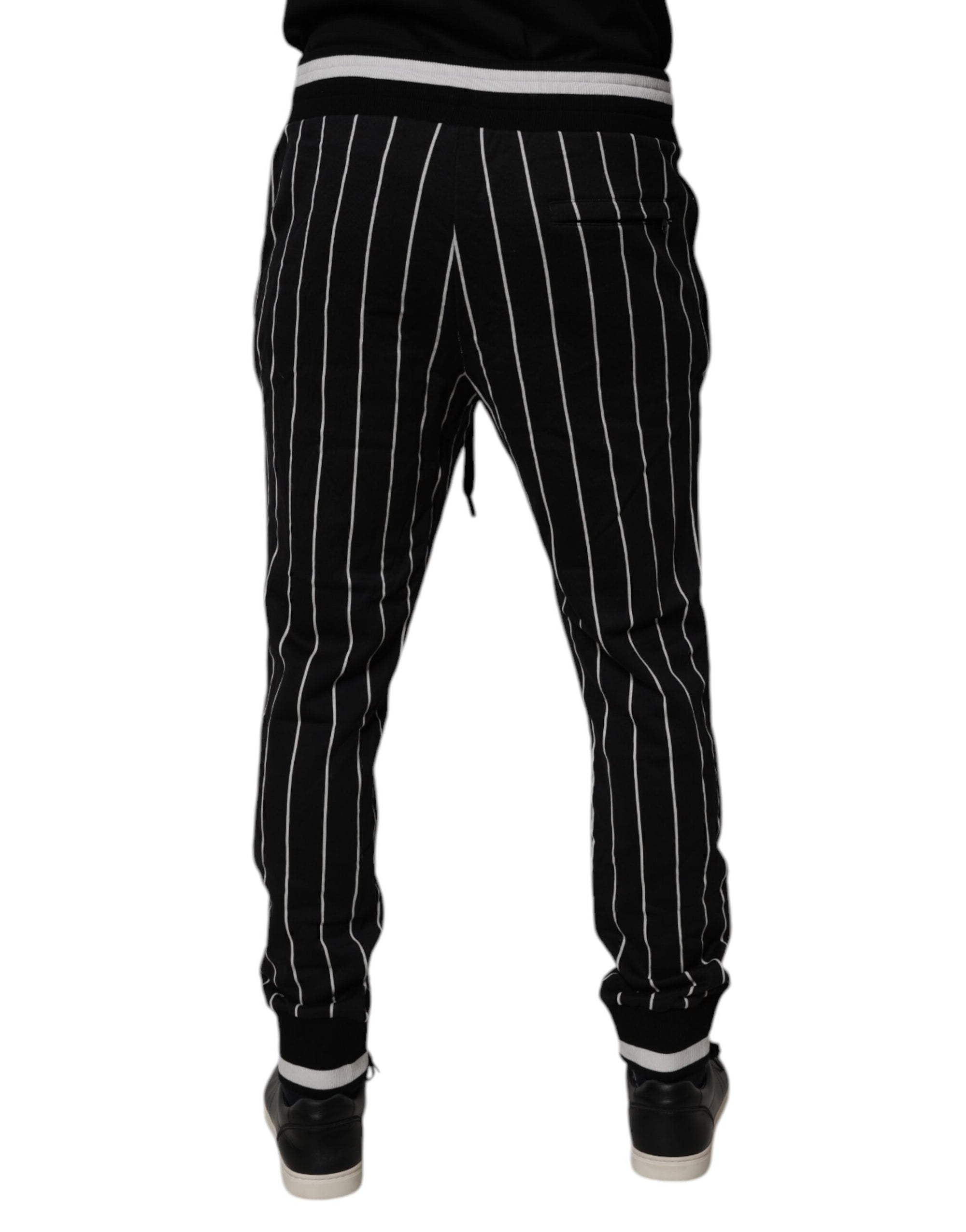 Dolce & Gabbana Black White Stripes Jogger Sweatpants Pants