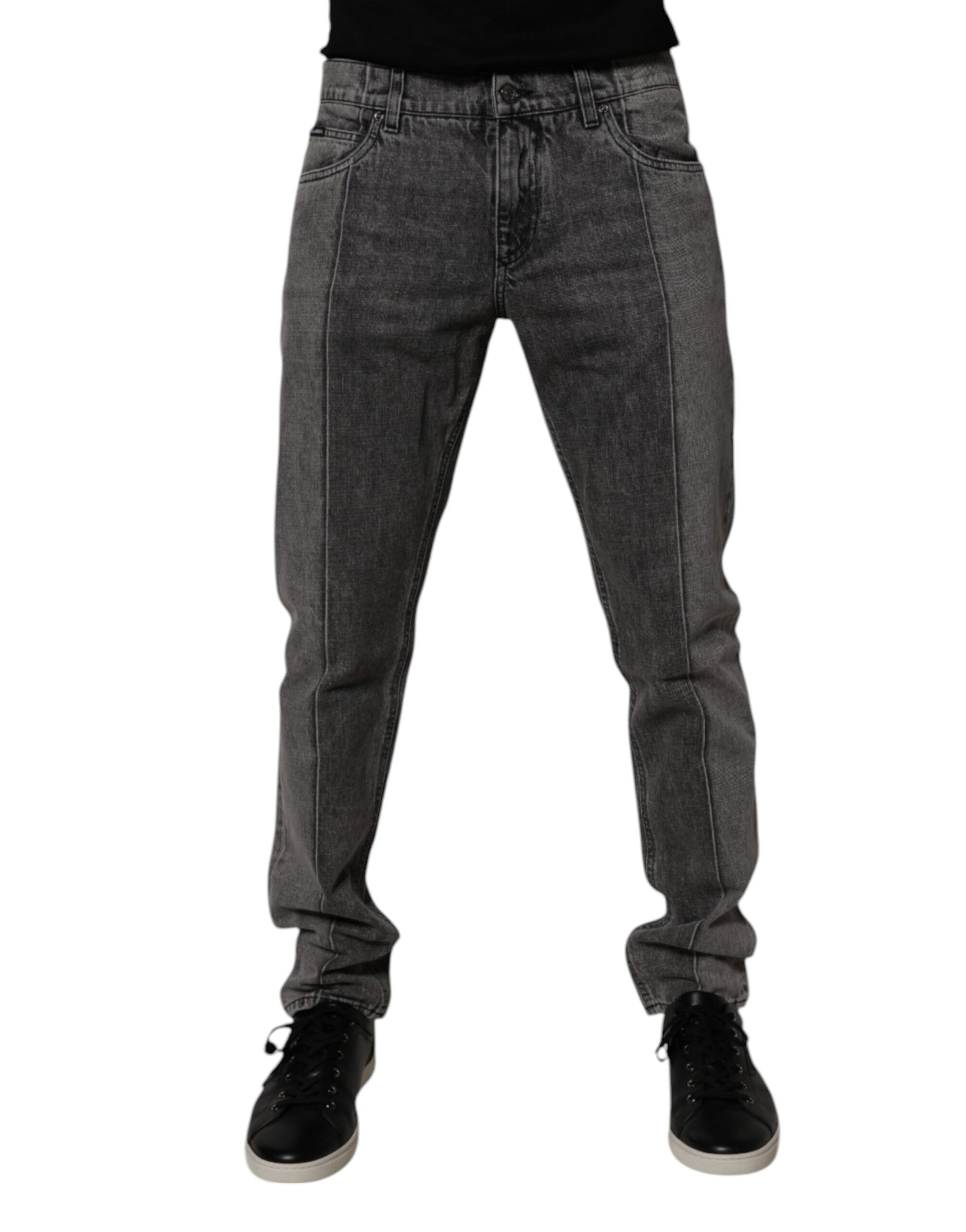 Dolce & Gabbana Two Tone Gray Cotton Denim Jeans