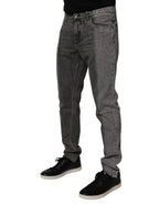Dolce & Gabbana Two Tone Gray Cotton Denim Jeans