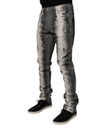 Dolce & Gabbana Gray Tie Dye Cotton Skinny Men Denim Jeans