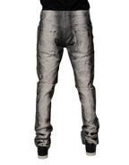 Dolce & Gabbana Gray Tie Dye Cotton Skinny Men Denim Jeans