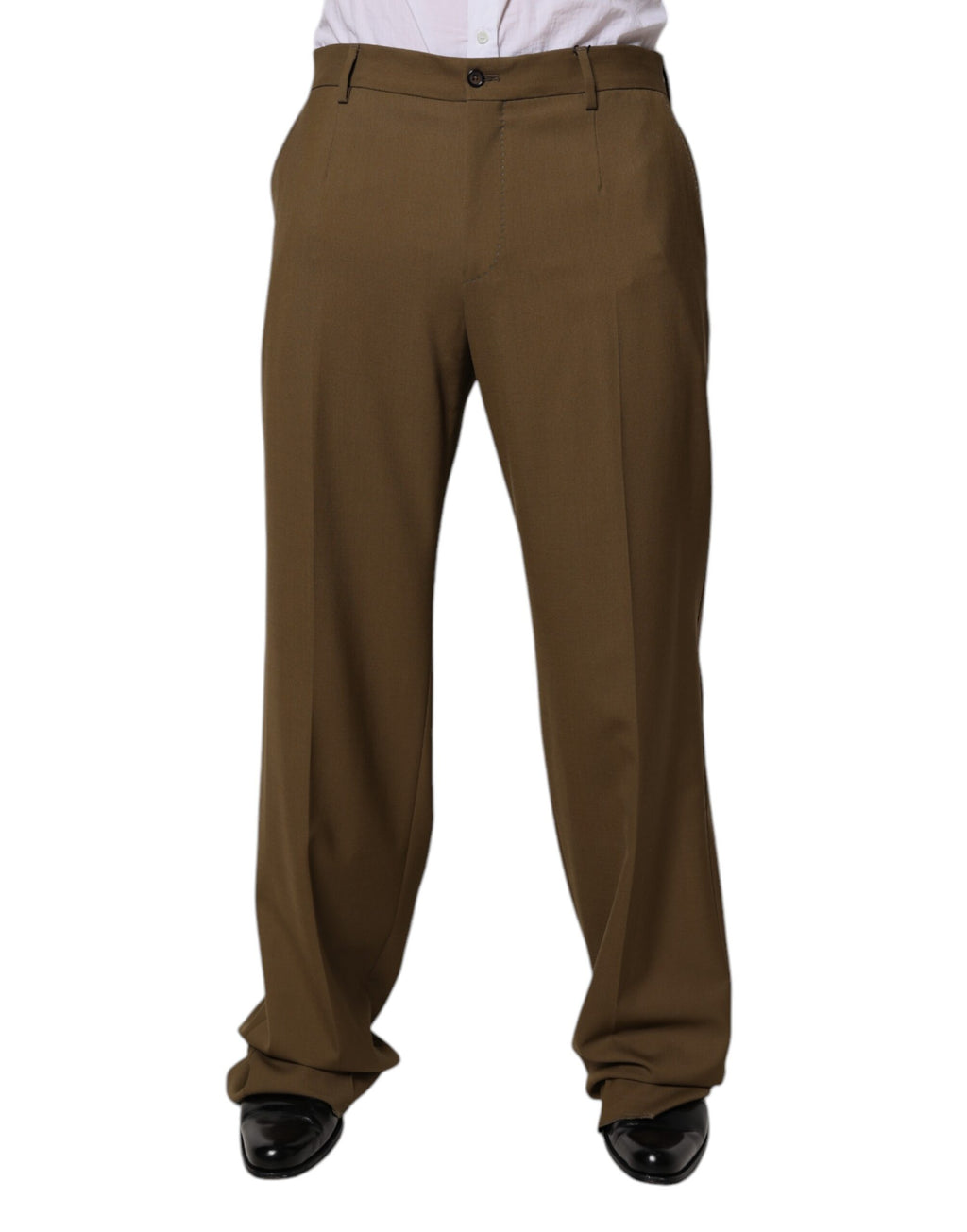 Dolce & Gabbana Brown Wool Straight Formal Dress Pants