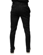 Dolce & Gabbana Black Brocade Polyester Skinny Dress Pants