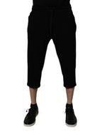 Dolce & Gabbana Black Cotton Blend Cropped Sweatpants Pants