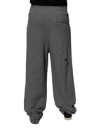 Dolce & Gabbana Gray Cotton RipStyle Straight Sweatpants Pants