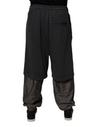 Dolce & Gabbana Dark Gray Cotton Layered Straight Sweatpants Pants