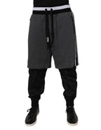 Dolce & Gabbana Black Gray Cotton Layered Men Sweatpants Pants