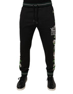 Dolce & Gabbana Black Floral King Men Jogger Sweatpants Pants
