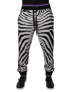 Dolce & Gabbana Black White Zebra Men Jogger Sweatpants Pants