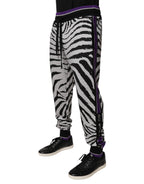 Dolce & Gabbana Black White Zebra Men Jogger Sweatpants Pants