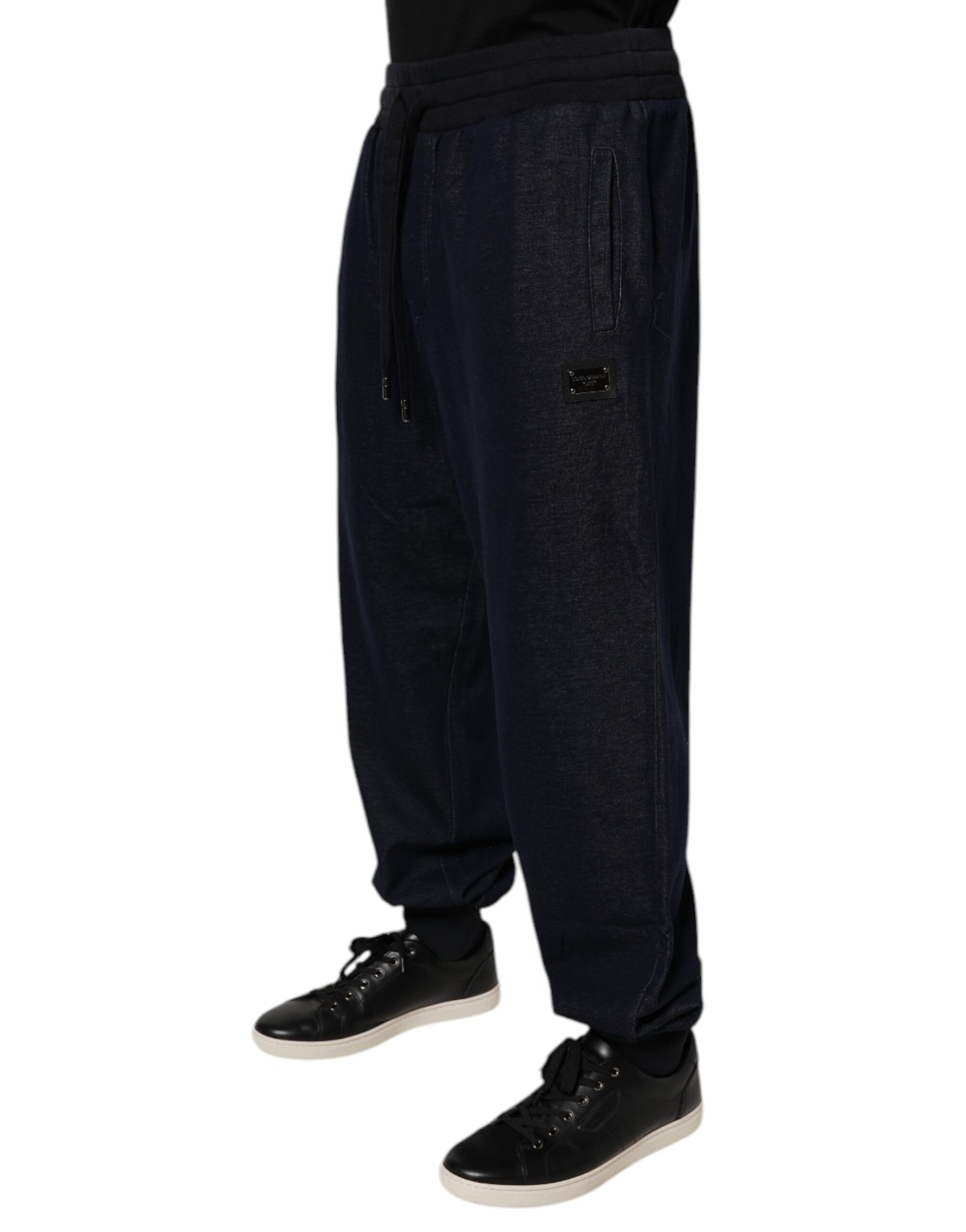 Dolce & Gabbana Black Jacquard Cotton Jogger Sweatpants Pants