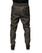 Dolce & Gabbana Brown Lambskin Leather Men Sweatpants Pants