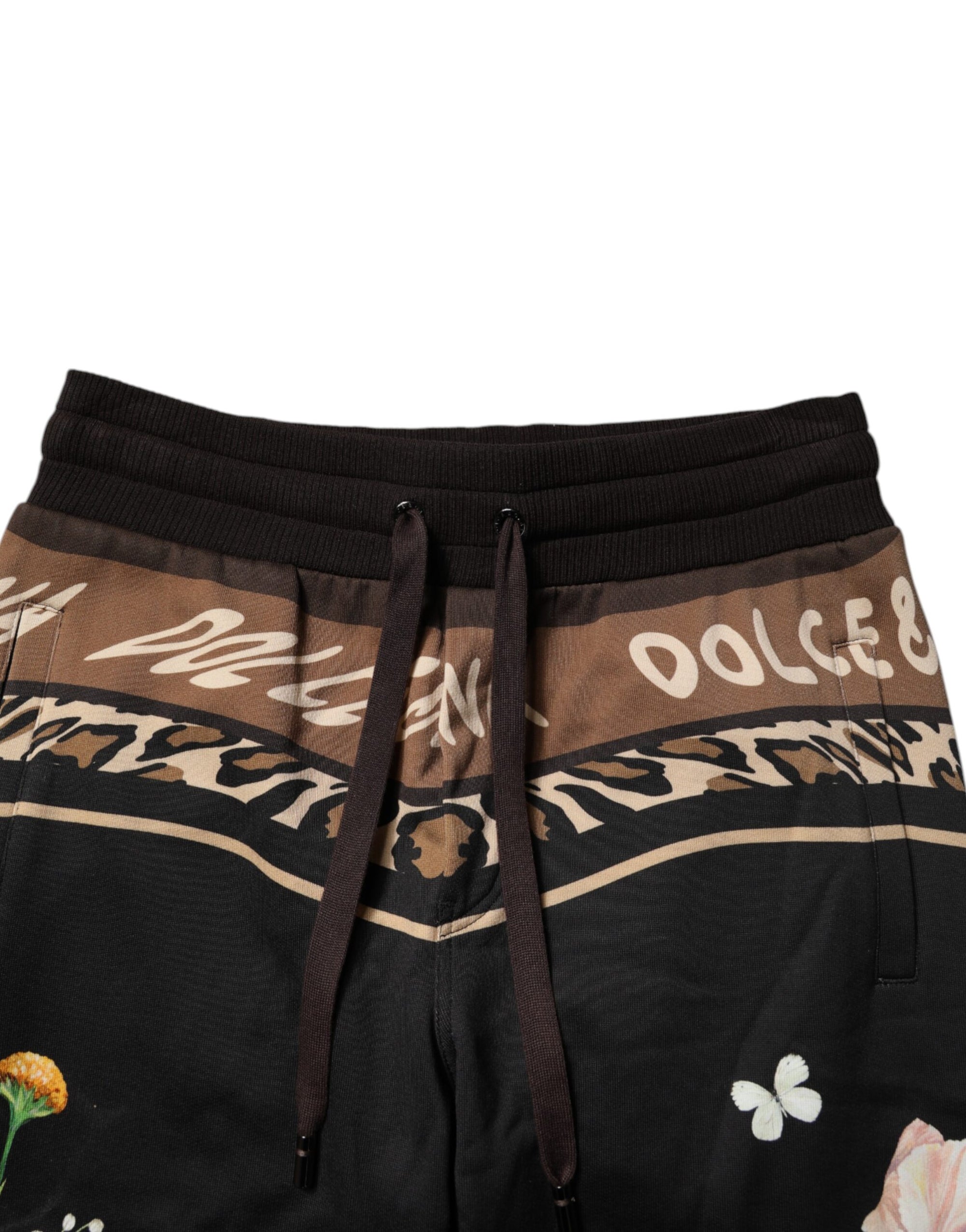 Dolce & Gabbana Black Floral Cotton Jogger Sweatpants Pants