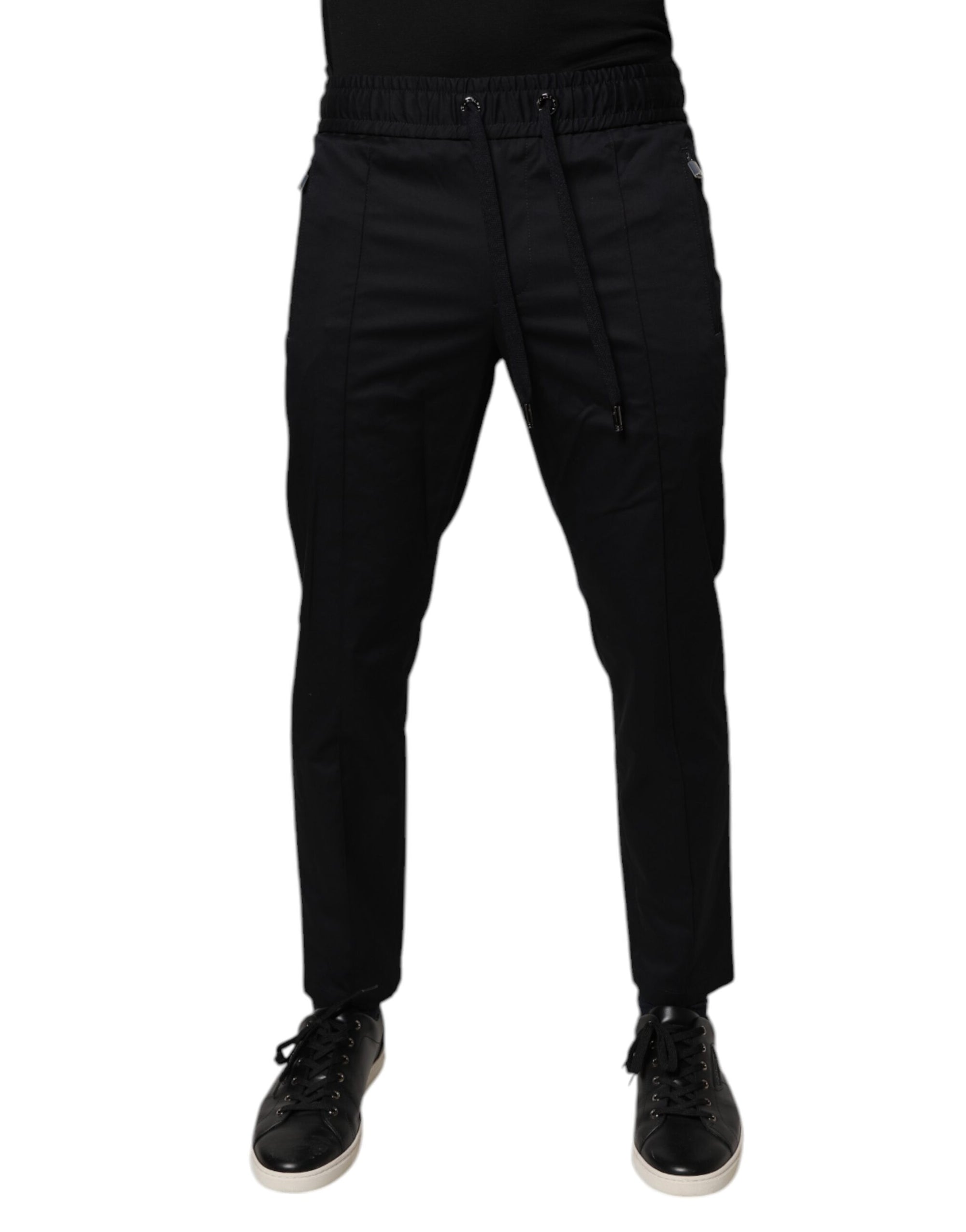 Dolce & Gabbana Dark Blue Cotton Men Jogger Sweatpants Pants