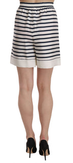Dolce & Gabbana Black & White Stripe Garterized Silk Shorts