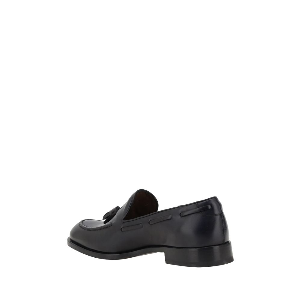 Fratelli Rossetti Black Calf Leather Bos Taurus Slip-On Loafers