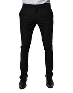 Dolce & Gabbana Black Virgin Wool MenSkinny Dress Formal Pants