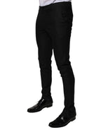 Dolce & Gabbana Black Virgin Wool MenSkinny Dress Formal Pants