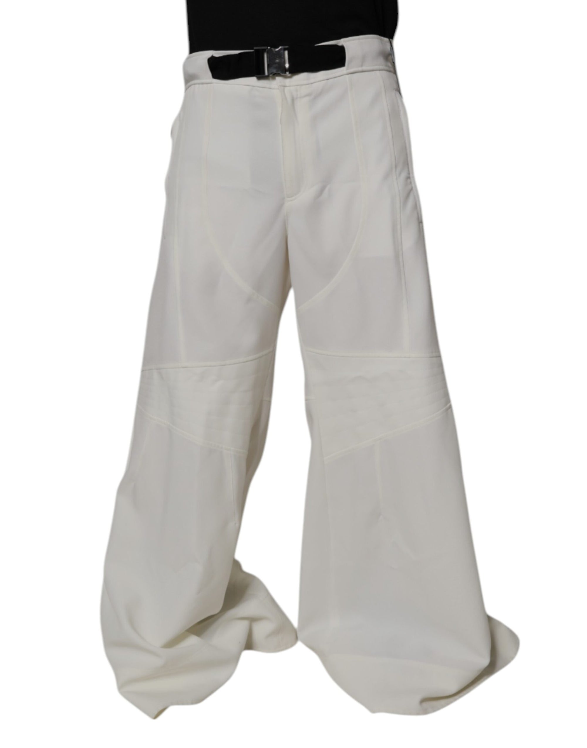 Dolce & Gabbana White Mid Waist Wide Leg Pants