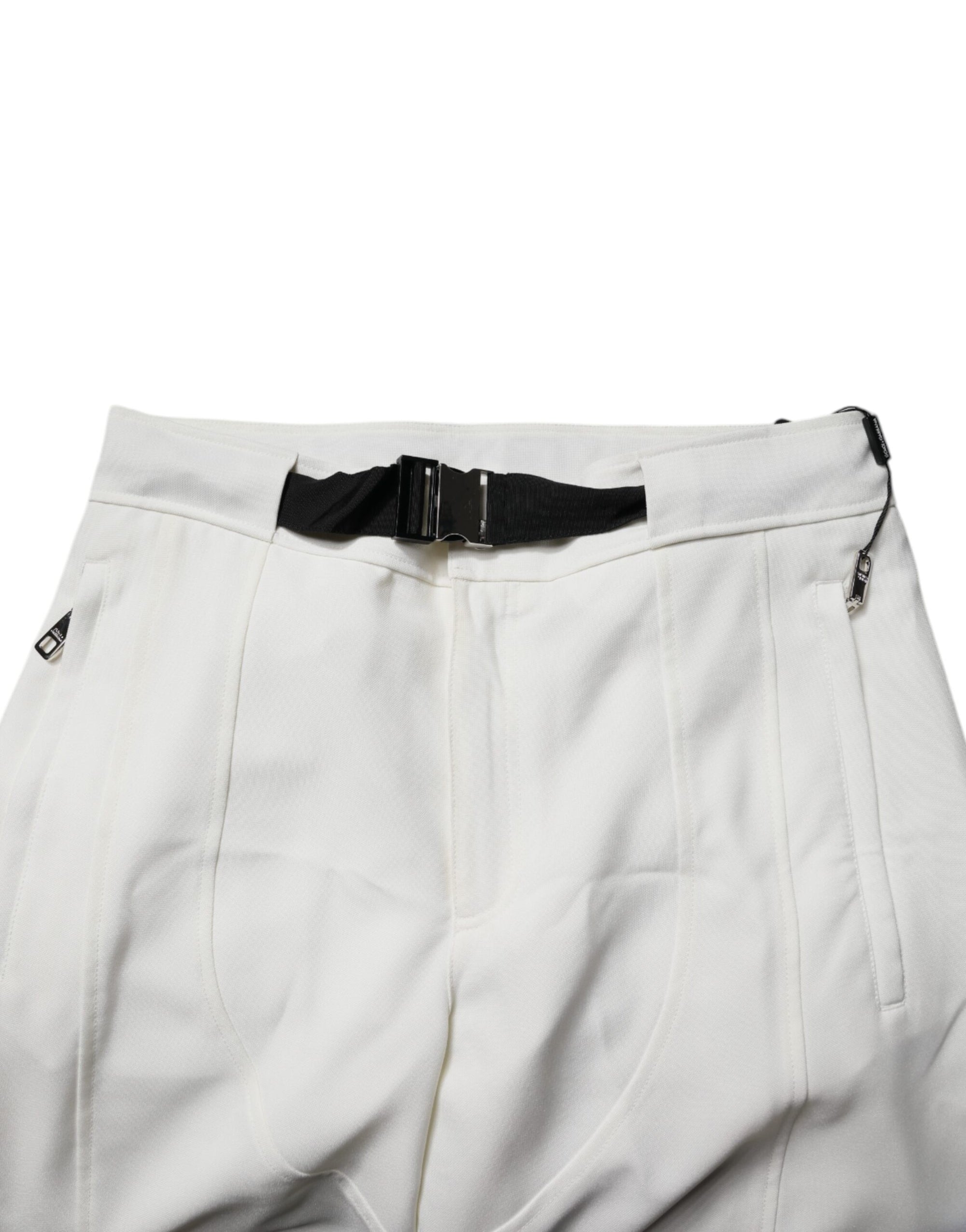 Dolce & Gabbana White Mid Waist Wide Leg Pants