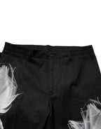 Dolce & Gabbana Black Cotton Floral Skinny Dress Pants