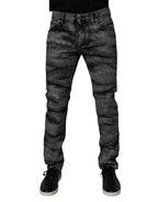 Dolce & Gabbana Gray Tie Dye Cotton Skinny Men Denim Jeans