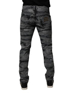 Dolce & Gabbana Gray Tie Dye Cotton Skinny Men Denim Jeans