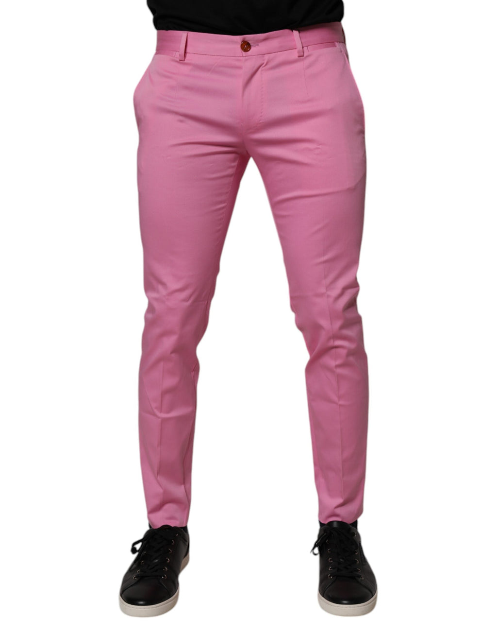 Dolce & Gabbana Pink Cotton Slim Fit Men Dress Formal Pants