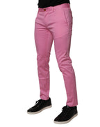 Dolce & Gabbana Pink Cotton Slim Fit Men Dress Formal Pants