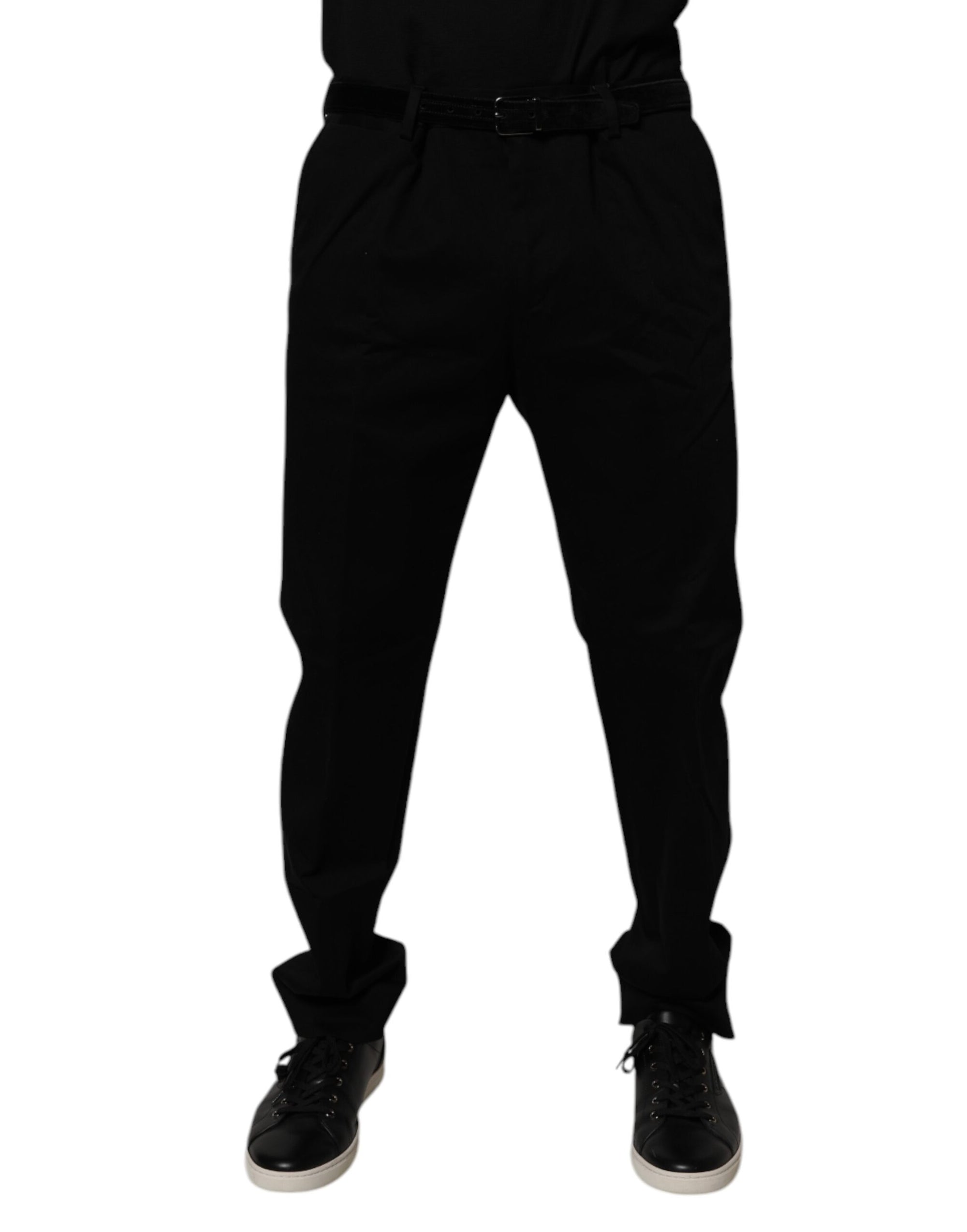Dolce & Gabbana Black Cotton Men Skinny Dress Formal Pants