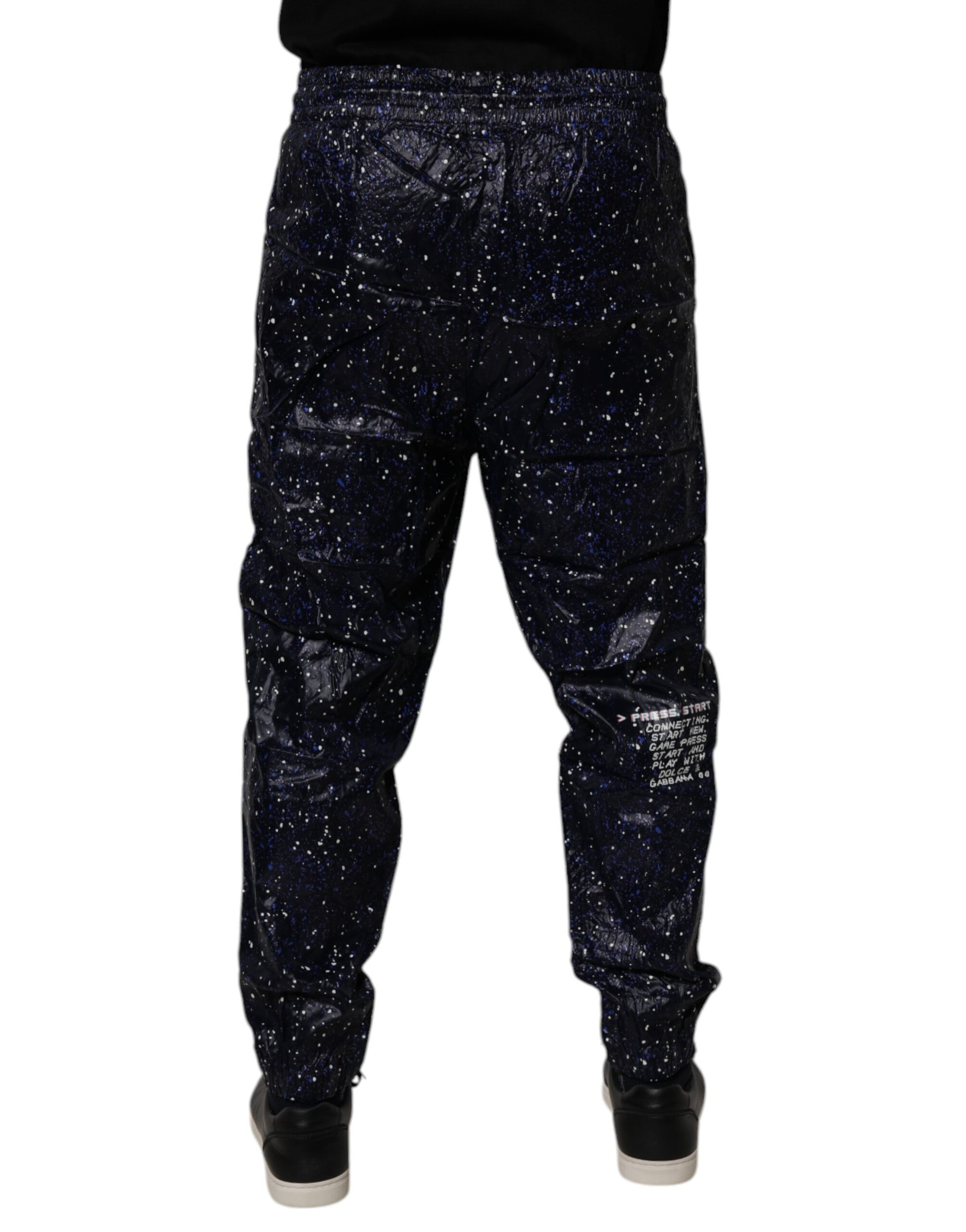 Dolce & Gabbana Dark Blue DG Game Print Cotton Jogger Pants