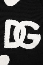 Dolce & Gabbana Black Hearts Silk Crew Neck Pullover Sweater