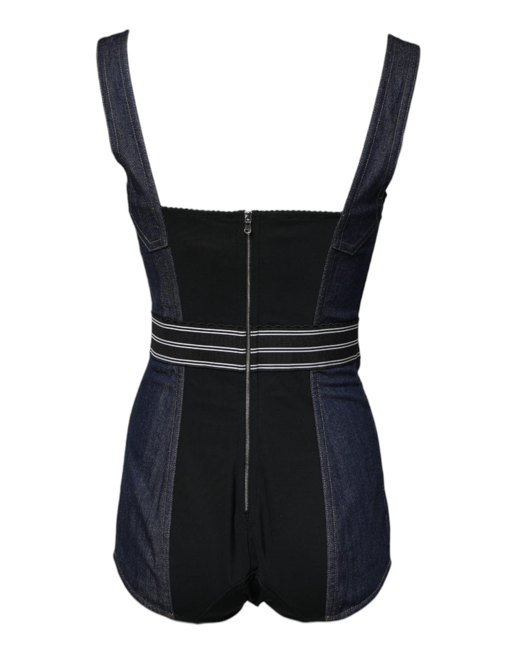 Dolce & Gabbana Blue Cotton Stretch Sleeveless Bodycon Denim Bodysuit