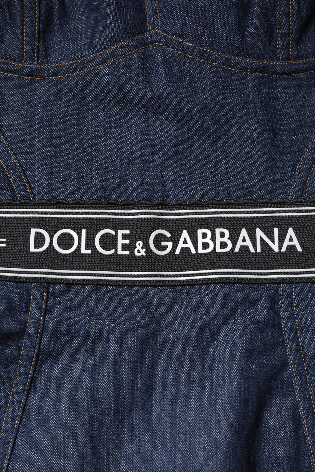 Dolce & Gabbana Blue Cotton Stretch Sleeveless Bodycon Denim Bodysuit