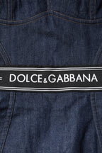Dolce & Gabbana Blue Cotton Stretch Sleeveless Bodycon Denim Bodysuit