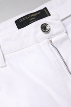Dolce & Gabbana White Cotton Mid Waist Skinny Denim Jeans
