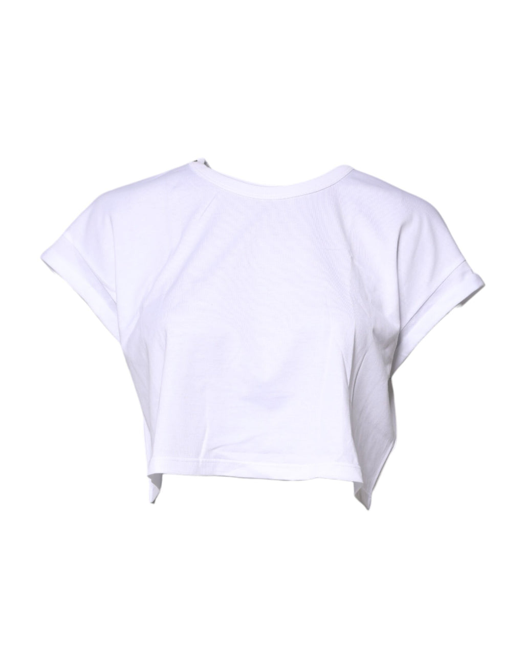Dolce & Gabbana White Cotton Crew Neck Cropped T-shirt Top