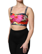 Dolce & Gabbana Multicolor Floral Sleeveless Bustier Cropped Top