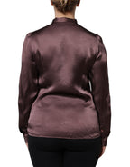 Dolce & Gabbana Brown Ascot Collar Long Sleeve Blouse Top