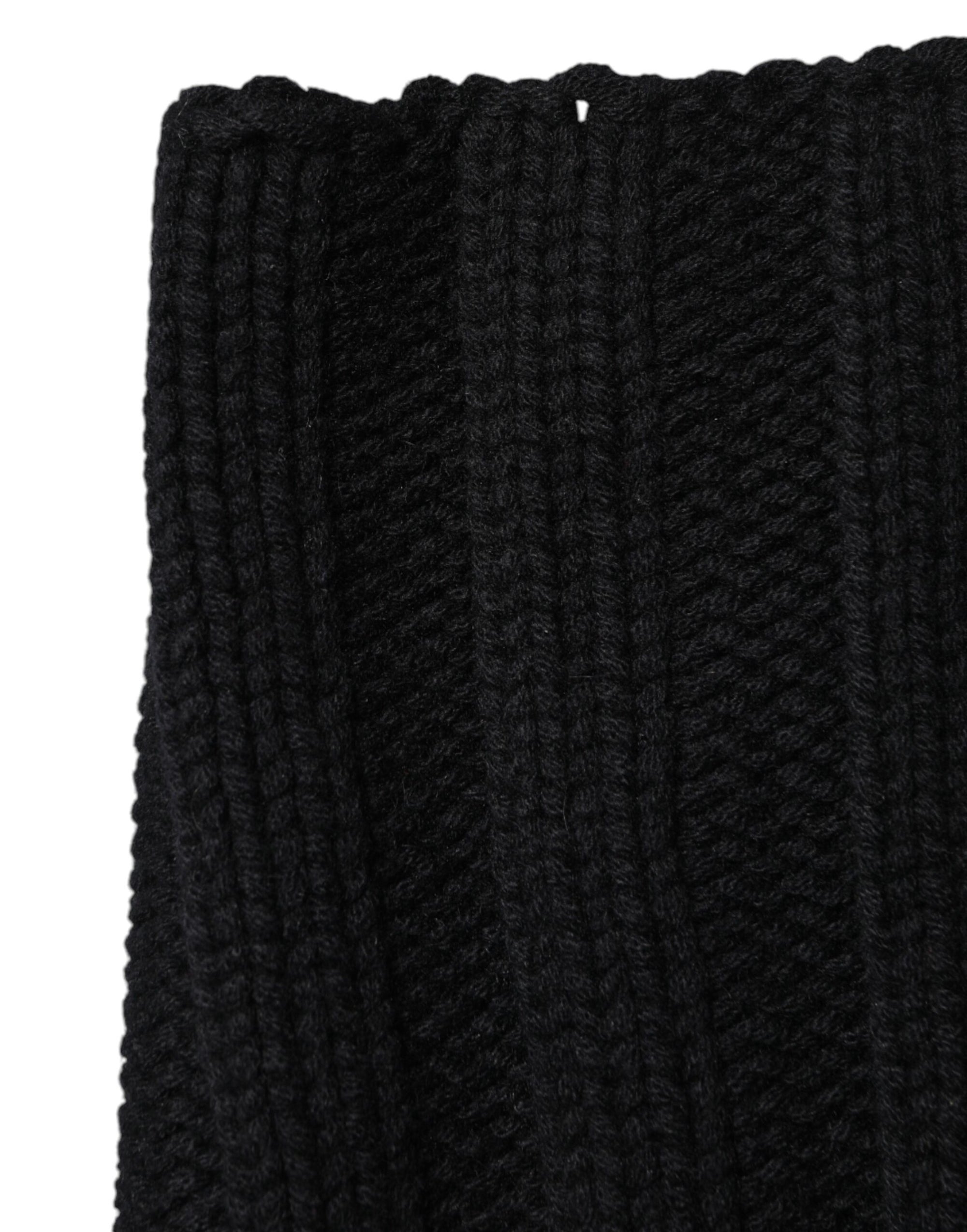 Dolce & Gabbana Black Cashmere Knitted Neck Warmer Foulard Scarf