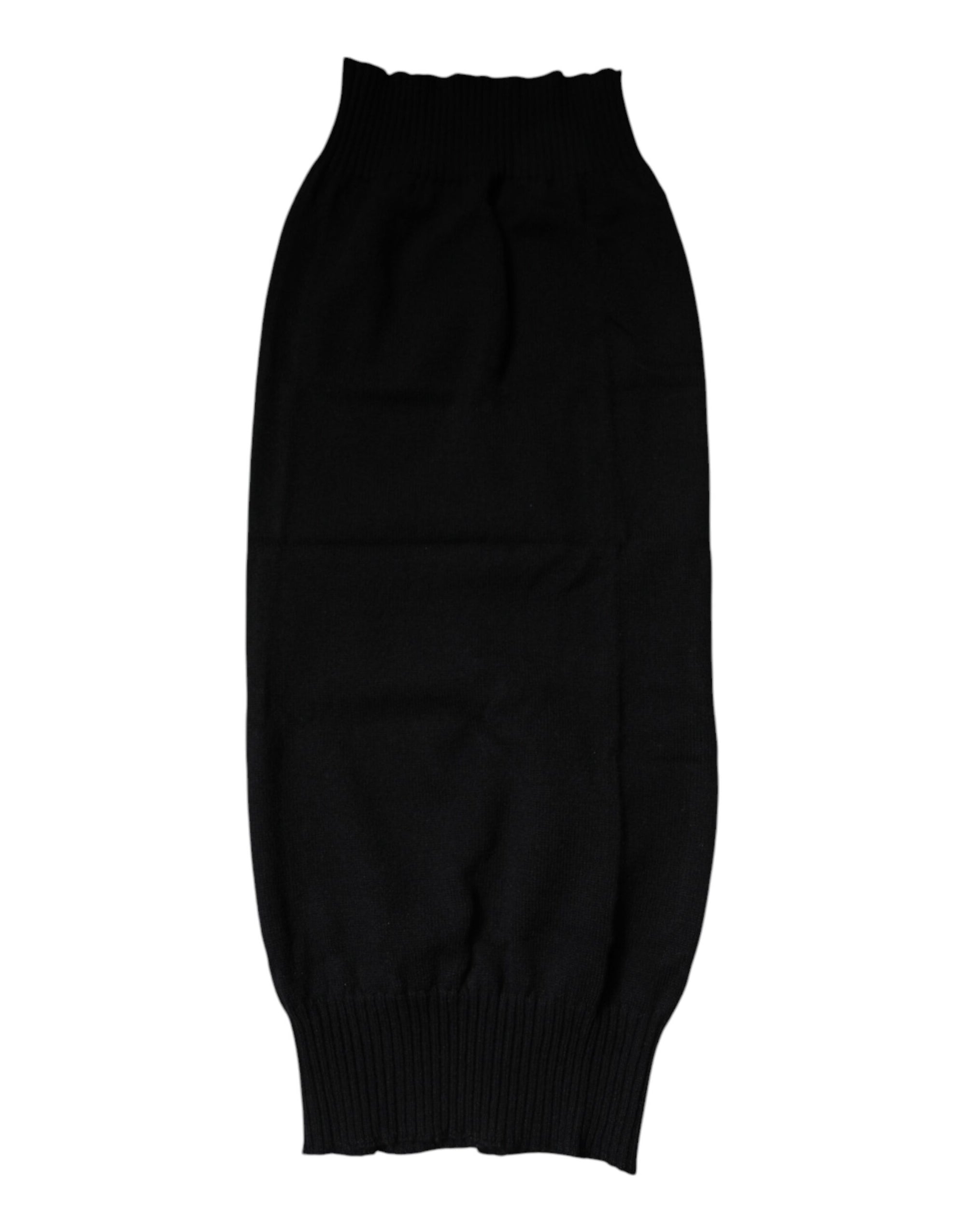Dolce & Gabbana Black Cashmere Knitted Neck Warmer Foulard Scarf