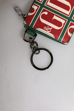 Dolce & Gabbana Green Calf Leather Logo Print Monogram Card Holder Wallet